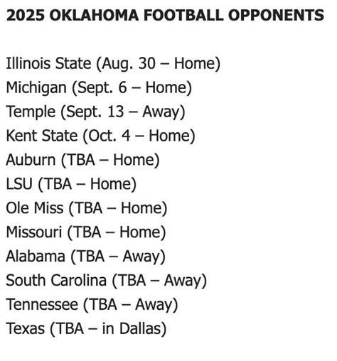 SEC Releases Oklahoma S 2025 Football Schedule Sports Illustrated