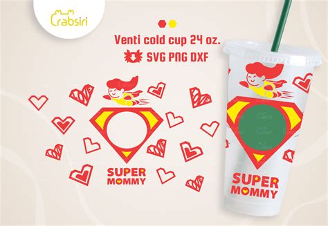 Super Mommy Venti Cold Cup 24oz SVG Crabsiri