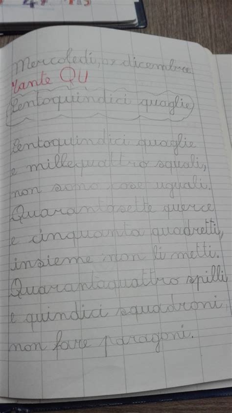 3 Quaderno ITALIANO CLASSE SECONDA Uso Della Penna Cu E Qu Parole