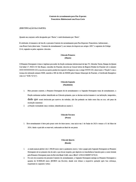 Contrato De Arrendamento Prazo Certo 17052023 Alterações Pdf Pdf