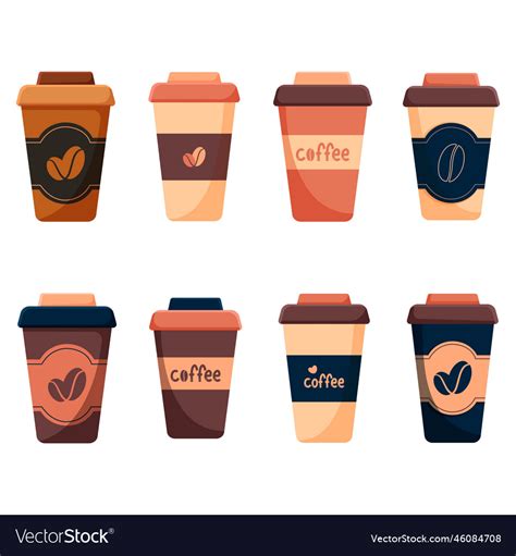 Isolated Set Of Coffee Paper Cups Royalty Free Vector Image