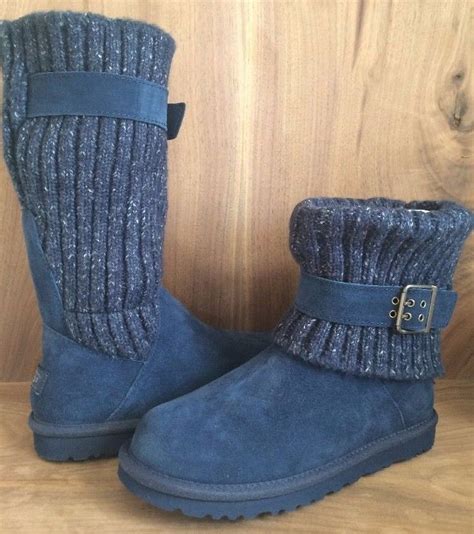 Ugg Australia Nib 169 Cambridge Knit Uggpure Wool Lined Women S Navy Blue Sz 5 Uggaustralia