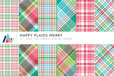 Happy Plaids Merry Digital Papers Graphic By Miss Tiina Creative Fabrica