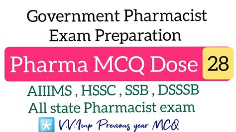 Pharma Mcq Dose Pharmacist Exam Preparation Aiims Cghs Rrb