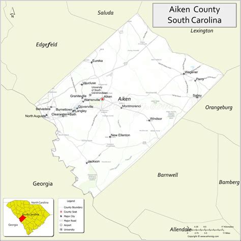 Map Of Aiken County South Carolina Where Is Located Cities