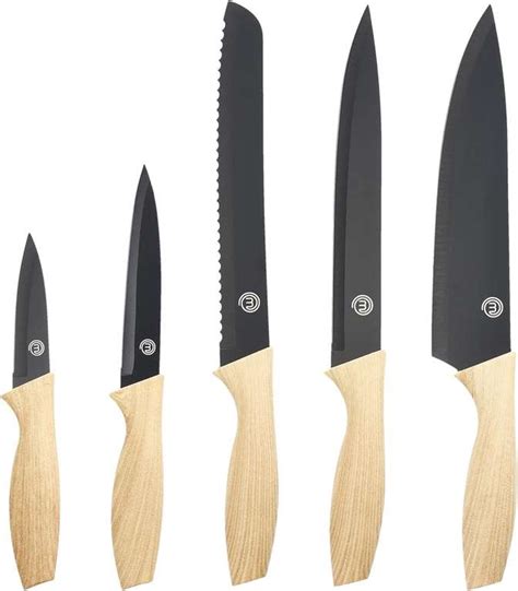 MasterChef Knife Set of 5 Kitchen Knives incl. Paring, Utility, Bread, Carving & Chef Knives ...