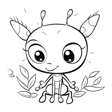 Premium Vector | Black and White Cartoon Illustration of Funny Ant Character for Coloring Book