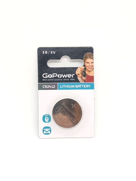 Батарейка CR2412 GoPower BL1 Lithium 3V купить с доставкой по