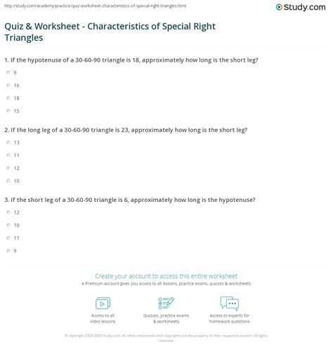 Special Right Triangles Practice Worksheet – Imsyaf.com