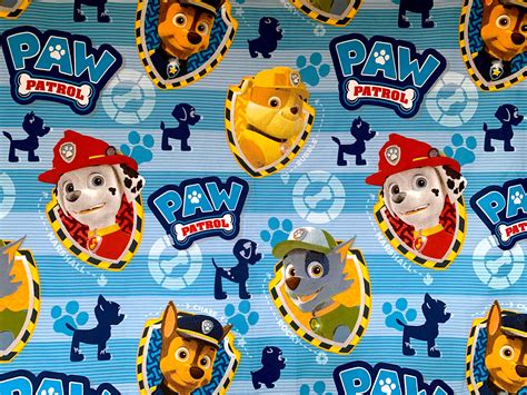 Paw Patrol Marshall Light Blue Fabric All Over Polycotton Etsy Uk