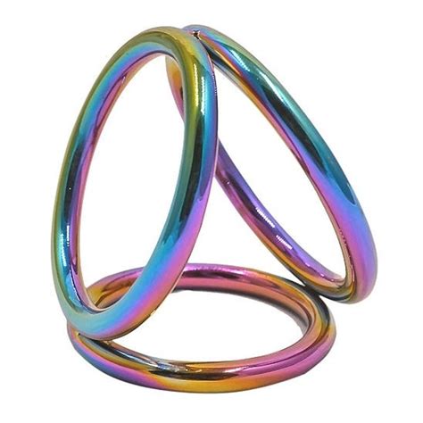 Rainbow Triple Cock Ring Round Edge Metal Penis Ring