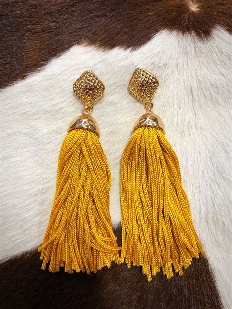 Janet ” Tassel Earrings Mustard Ale Accessories