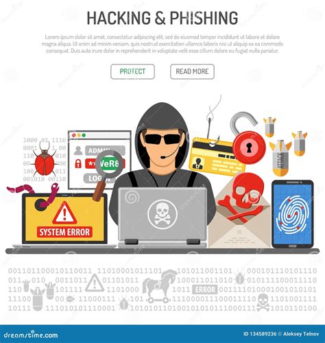 Cyber Crime Hacking And Phishing Concept Stock Vector Illustration