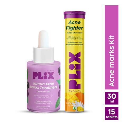 Buy Plix Acne Fighter 15 Effervescent Tablets And Jamun Face Serum