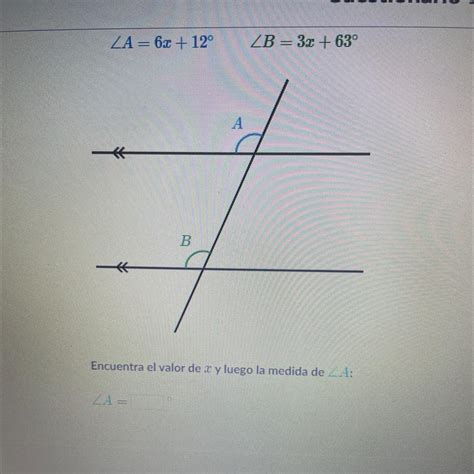 Las medidas de ángulos en el diagrama se representan por las siguientes