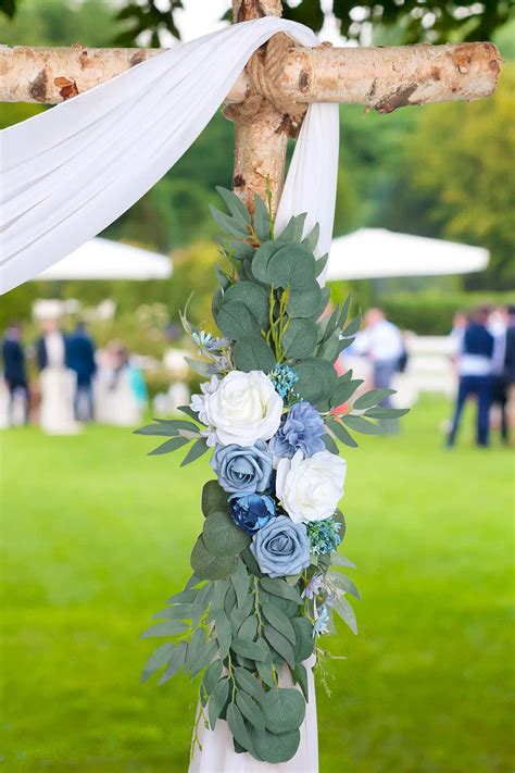 Navy Blue Dusty Blue White Wedding Archway Flower Dusty Blue Wedding