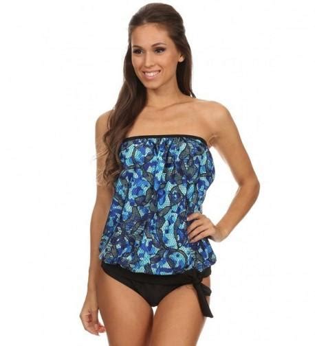 Dippin Daisys Womens Modern Print Bandeau Blouson Tankini And Bottom