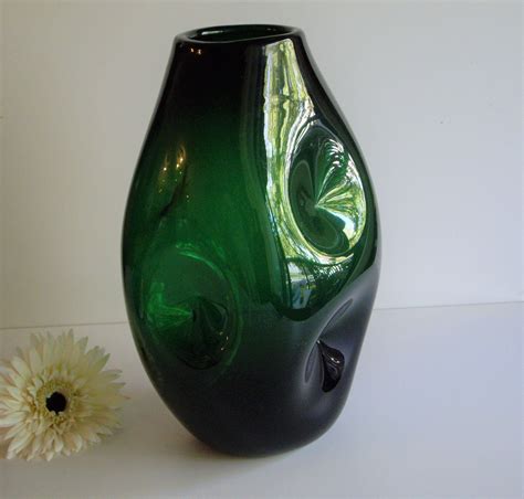 Big Blenko Pinch Vase 921m Emerald Green Winslow Anderson Etsy Canada Glass Collection Vase