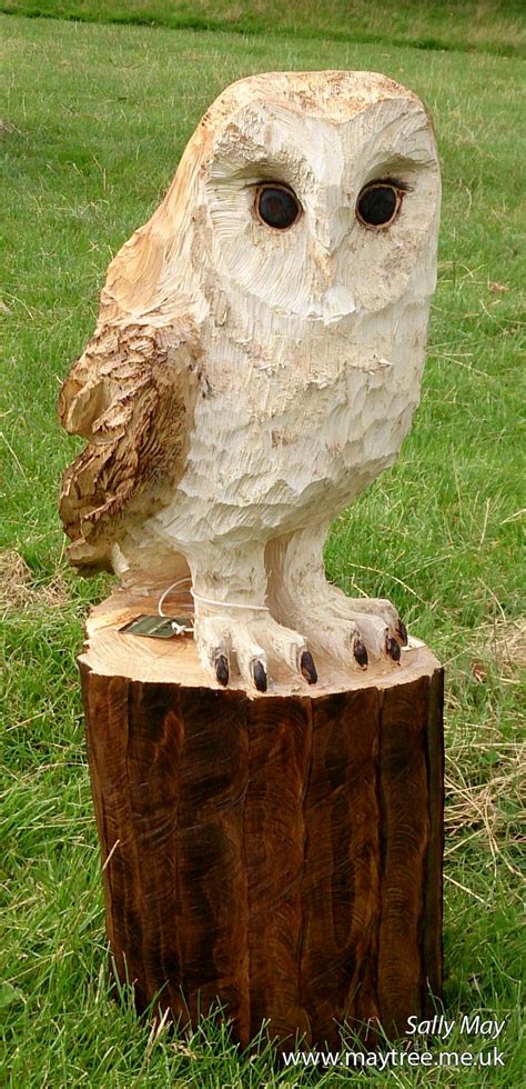 Barn Owl Chainsaw Carving By Sally May Chainsaw Wood Carving Chainsaw Carving Chainsaw Sculpture