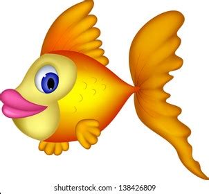 Cute Yellow Fish Cartoon Stock Illustration 138426809