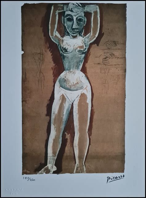PABLO PICASSO Female Nude With Raised Arms X Cm Signed Lithograph
