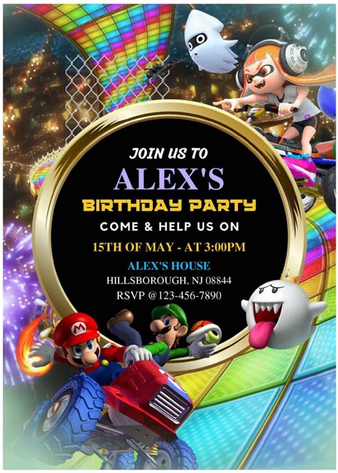 Free Editable PDF Fantastic Mario Kart Birthday Invitation Templates