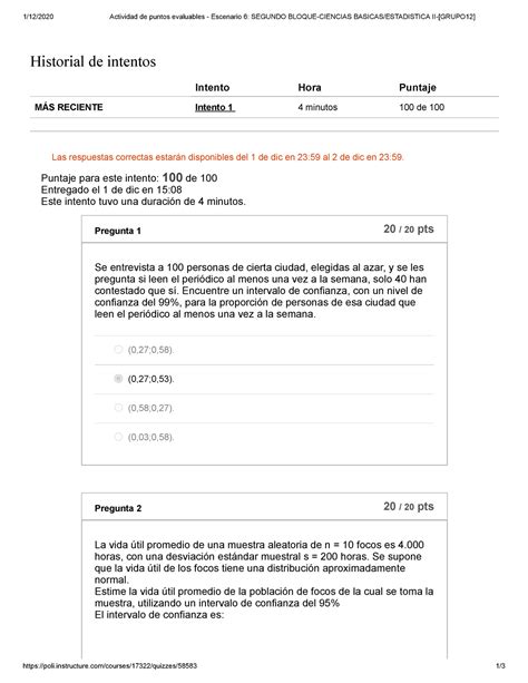 Actividad De Puntos Evaluables Escenario Segundo Bloque Ciencias