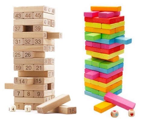 Torre De Equilibrio De Madera Tipo Jenga Color Y N Meros Mercadolibre