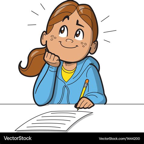 Schoolgirl Taking Test Royalty Free Vector Image