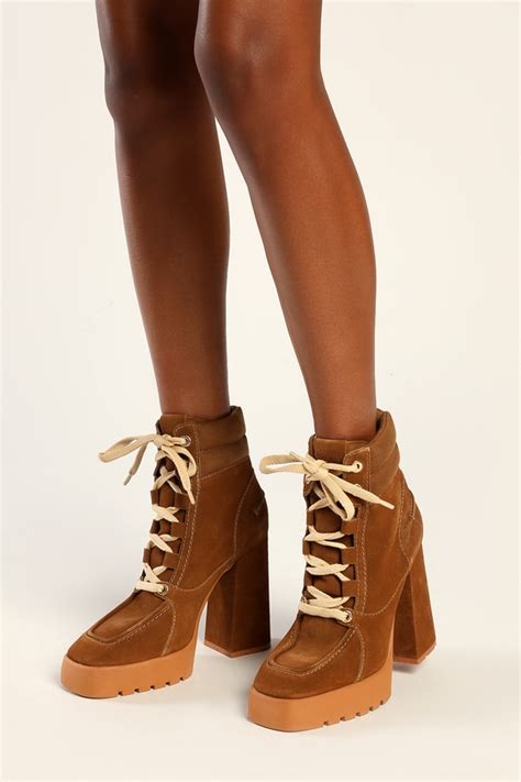 Schutz Fillipa Booties Brown Suede Boots Lace Up Ankle Boots Lulus