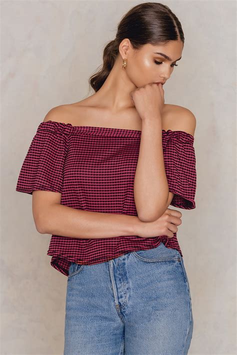 Gingham Bardot Top Rot Na Kd