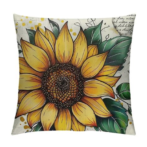 Creowell Spring Summer Sunflower Lumbar Decorative Throw Pillow Cover