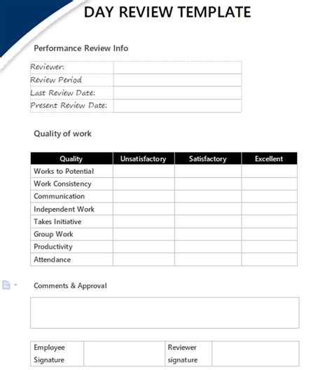 Day Review Template Template Business Psd Excel Word Pdf