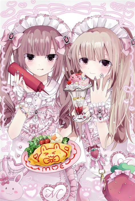 Original Hashtag Only Commentary Highres 2girls Blonde Hair Blush Bow Brooch Brown Hair