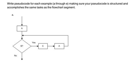 Solved Write Pseudocode For Each Example A Through E