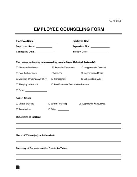 Free Employee Write Up Forms Pdf And Word Legal Templates