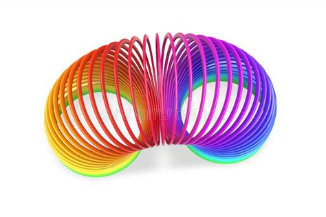 3d Render Of Toy Plastic Colorful Rainbow Spiral Spring Editorial Stock