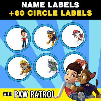 PAW PATROL - 66 Circle Labels by Customized Resources | TPT