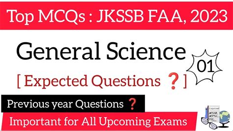 General Science MCQs Expected Questions Jkssb Finance Account