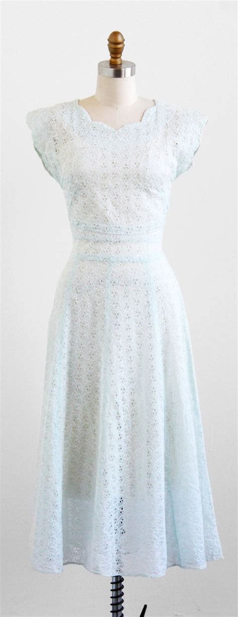 Vintage 1940s Dress 40s Dress Pale Blue Sheer By Rococovintage