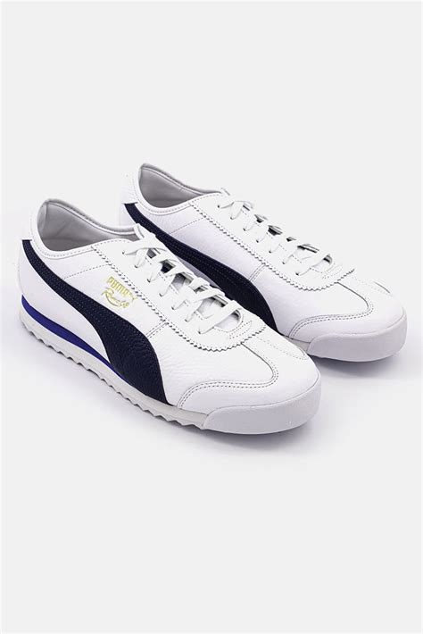 Buy Puma Men Roma 68 Vintage Lace Up Running Shoes White And Dark Denim