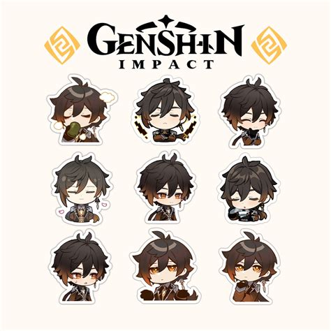 Genshin Impact Zhongli Emoji Sticker Set 9 Pcs Shopee Philippines