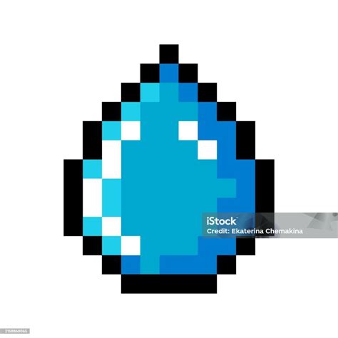 Water Drop Pixel Art Isolated On A White Background Vector 8 Bit