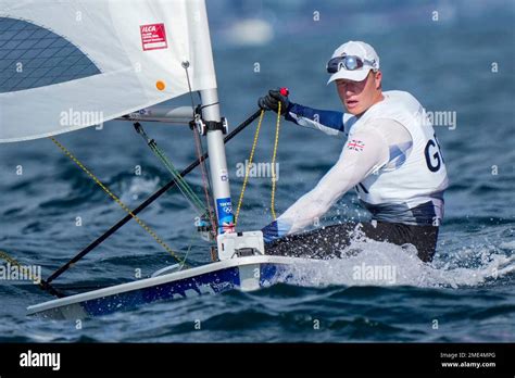 Great Britains Elliot Hanson Competes During The Laser Race 1 At The