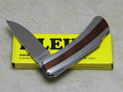 Klein Tools, Inc. Japan 44032 Stainless & Wood Lockback Knife in Box