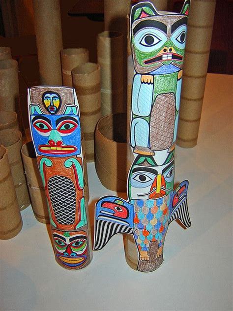 Cardboard Tube Totems 2 Of 2 Photos Totem Pole Art Native American