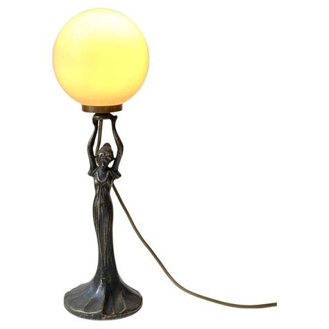 Lampade Da Tavolo Vetro E Bronzo Placcato Stile Art Deco Italia