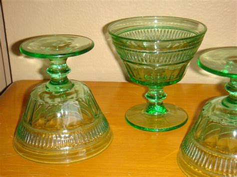 Vintage Green Depression Sherbert Dessert Glasses Set Of Four Etsy