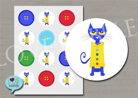 Pete The Cat Birthday Party Cupcake Topper Circle Label Printable