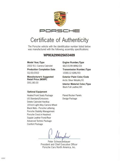 Certificate Of Authenticity For Bmw Pic